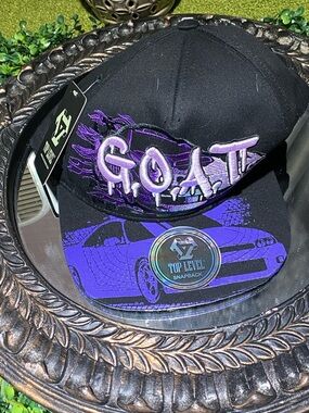 Top Level GOAT Black & Purple Snapback Hat